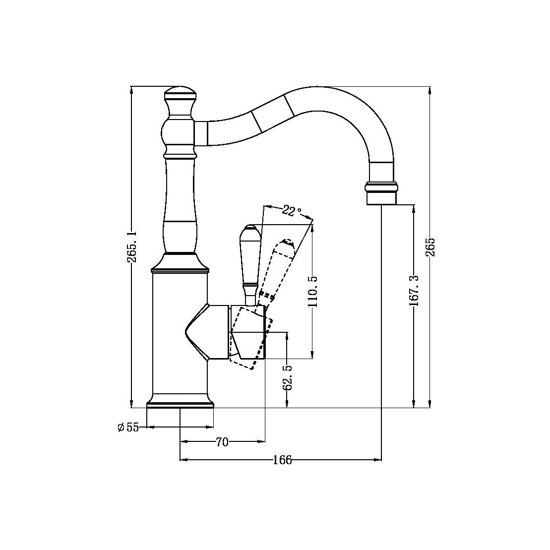 Nero York Basin Mixer Hook Spout NR692102