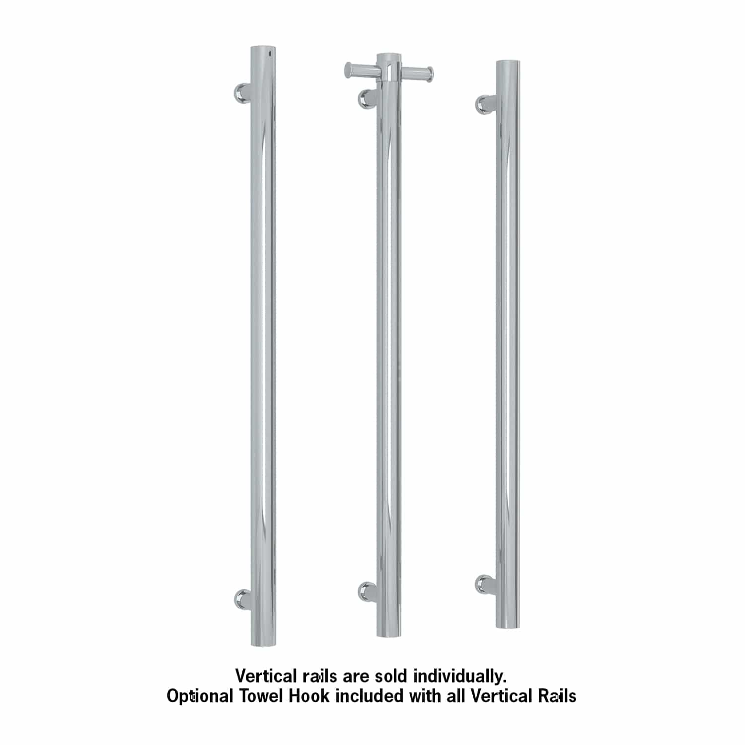 Thermogroup Straight Round Vertical Single Heated Towel Rail Chrome VS900H