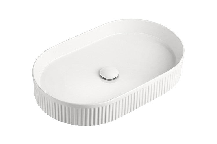 ADP Pill Fluted Above Counter Ceramic Basin Gloss White TOPCPFL5836GW