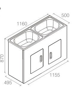 45L Double Bowl Laundry Unit